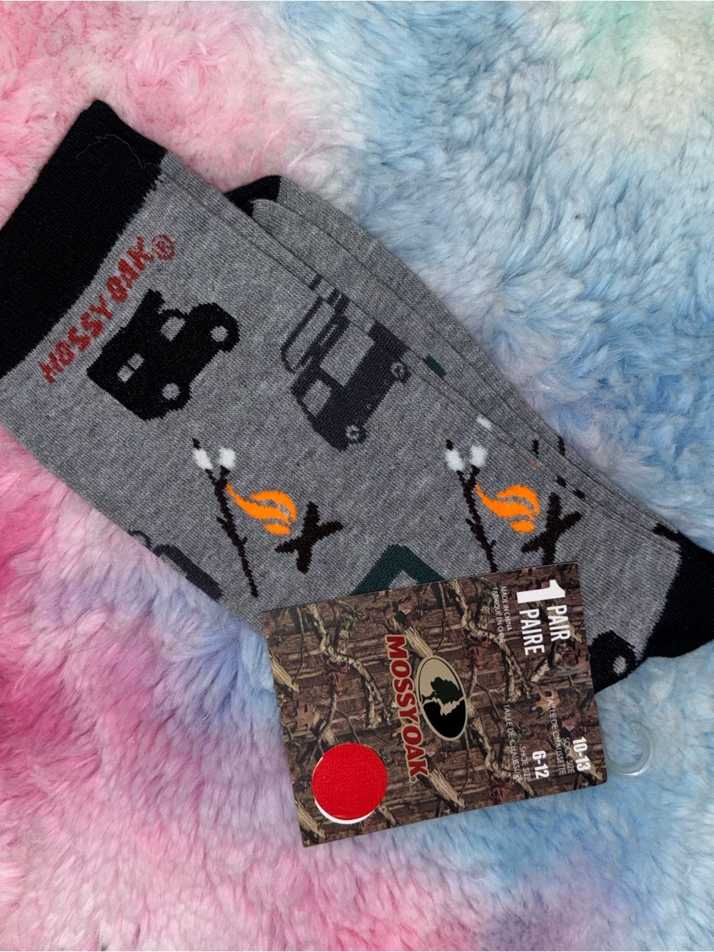 NWT Mossy Oak Gray Camping Socks